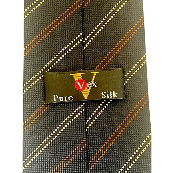 VOX Pure Silk Tie 59" Navy Blue With Yellow & Red Stripes Traditional Work - Picture 5 of 7